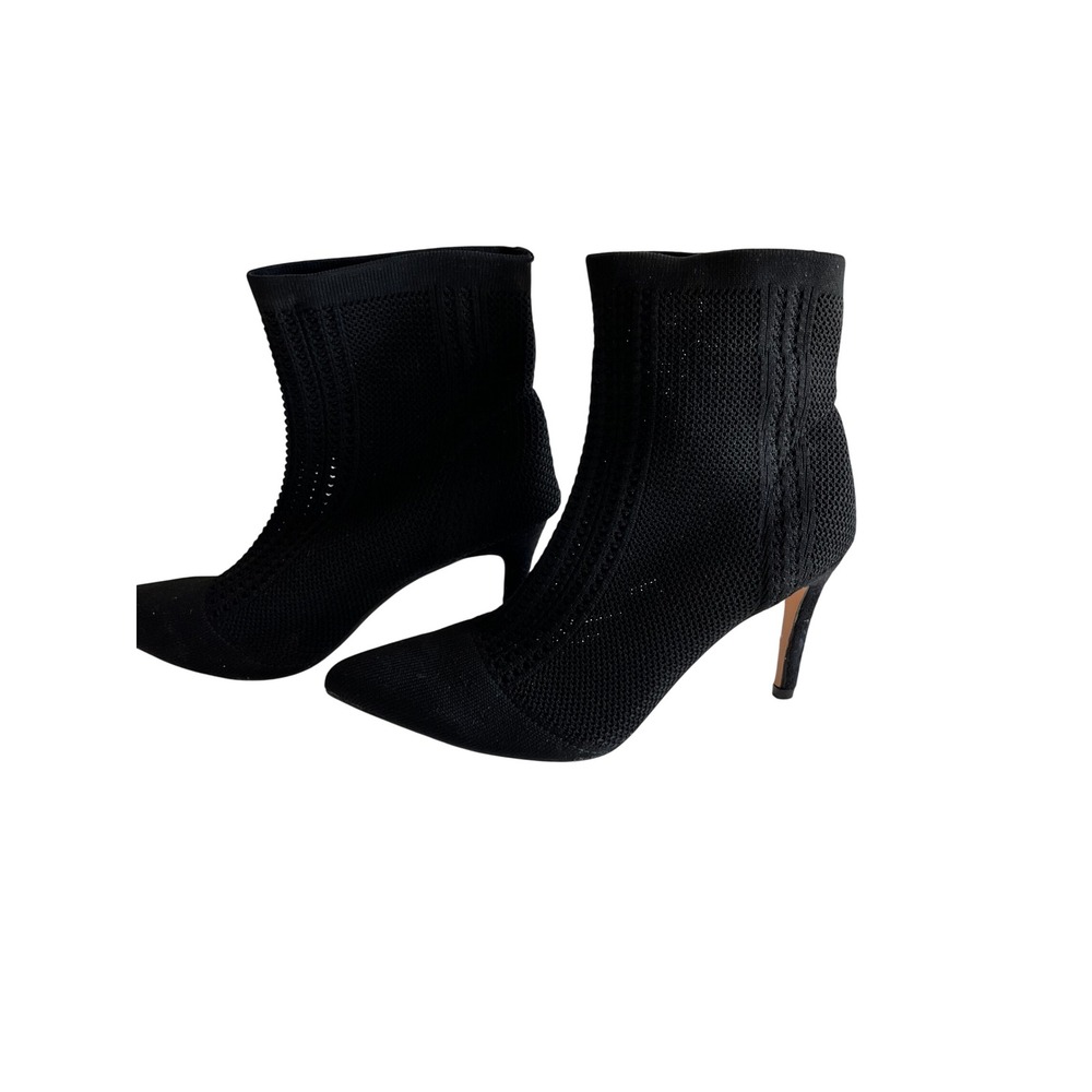 Catherine Malandrino Black Knit Pointed Toe Sock Boot Stiletto 8 VGUC
